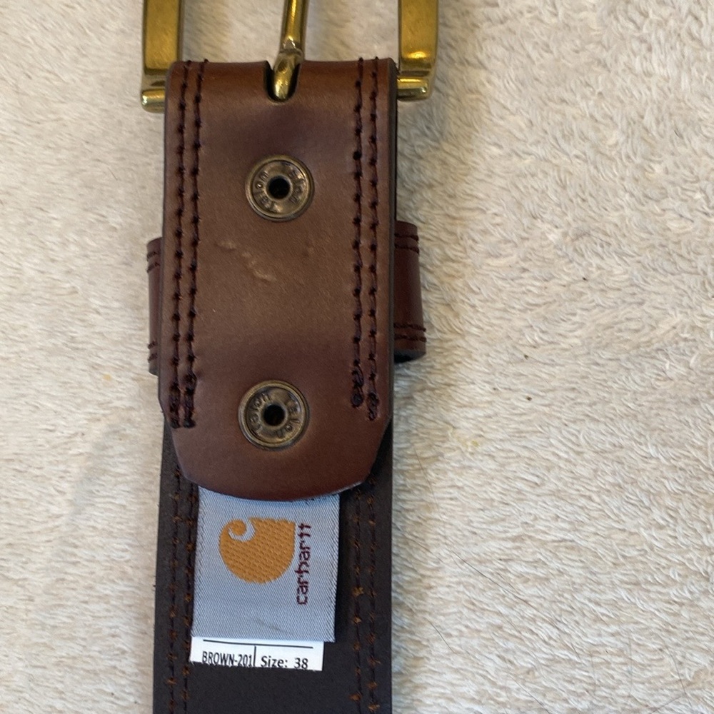 Carhartt Brown Leather Belt with Gold Buckle - Picture 10 of 10